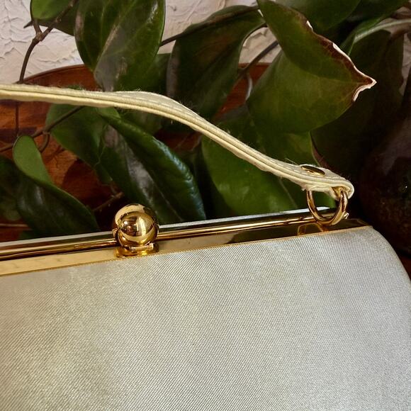 Jessica McClintock Ivory Satin Evening Bag Vintage Style Bridal Clutch Purse main image 2